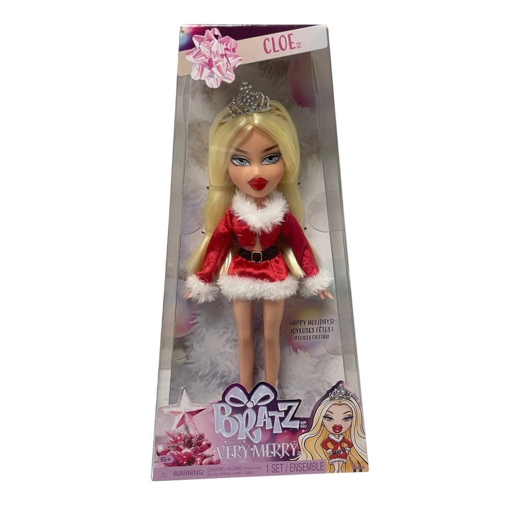 Bratz Very Merry Cloe Holiday Doll Red Velvet Faux Fur Dress Tiara MGA New